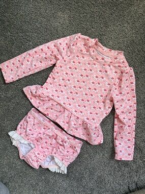 Janie and Jack Pink Elephant Two-Piece Swim Set